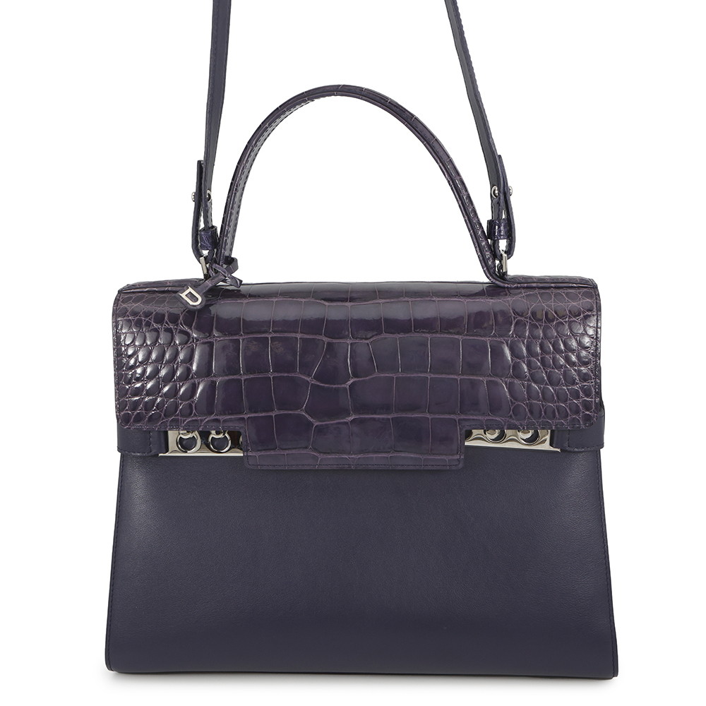 美品✨ デルヴォー タンペートGM エナメル レザー ハンドバッグ 2way 名東】【DELVAUX】デルヴォー タンペートGM ブラック ハンド 2WAY