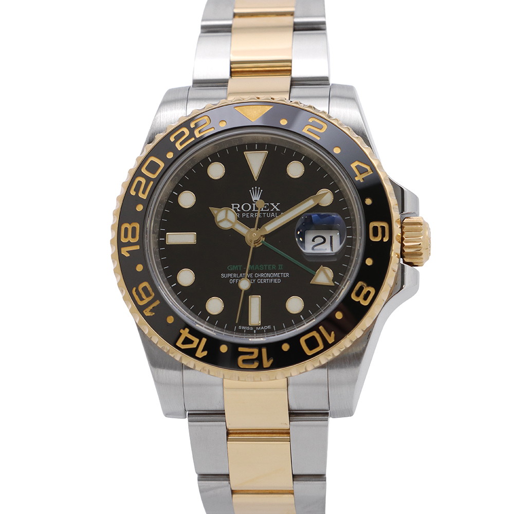 ロレックス GMTマスター2 デイト SS/K18YG ランダムシリアル 116713LN ROLEX 腕時計 コンビ 黒文字盤 【安心保証】 【中古】 ロレックス GMTマスター ROLEX 中古