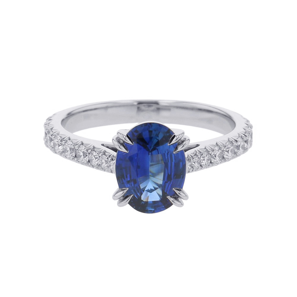 ハリーウィンストン リング オーバルシェイプ リング ダイヤ/サファイア 1.23ct Pt950プラチナ サイズ約7号 鑑別書付き RGSPOV010BRL 【安心保証】 【中古】 ハリーウィンストン オーバルシェイプ ブルーサファイア ダイヤモンド HARRY WINSTON 中古