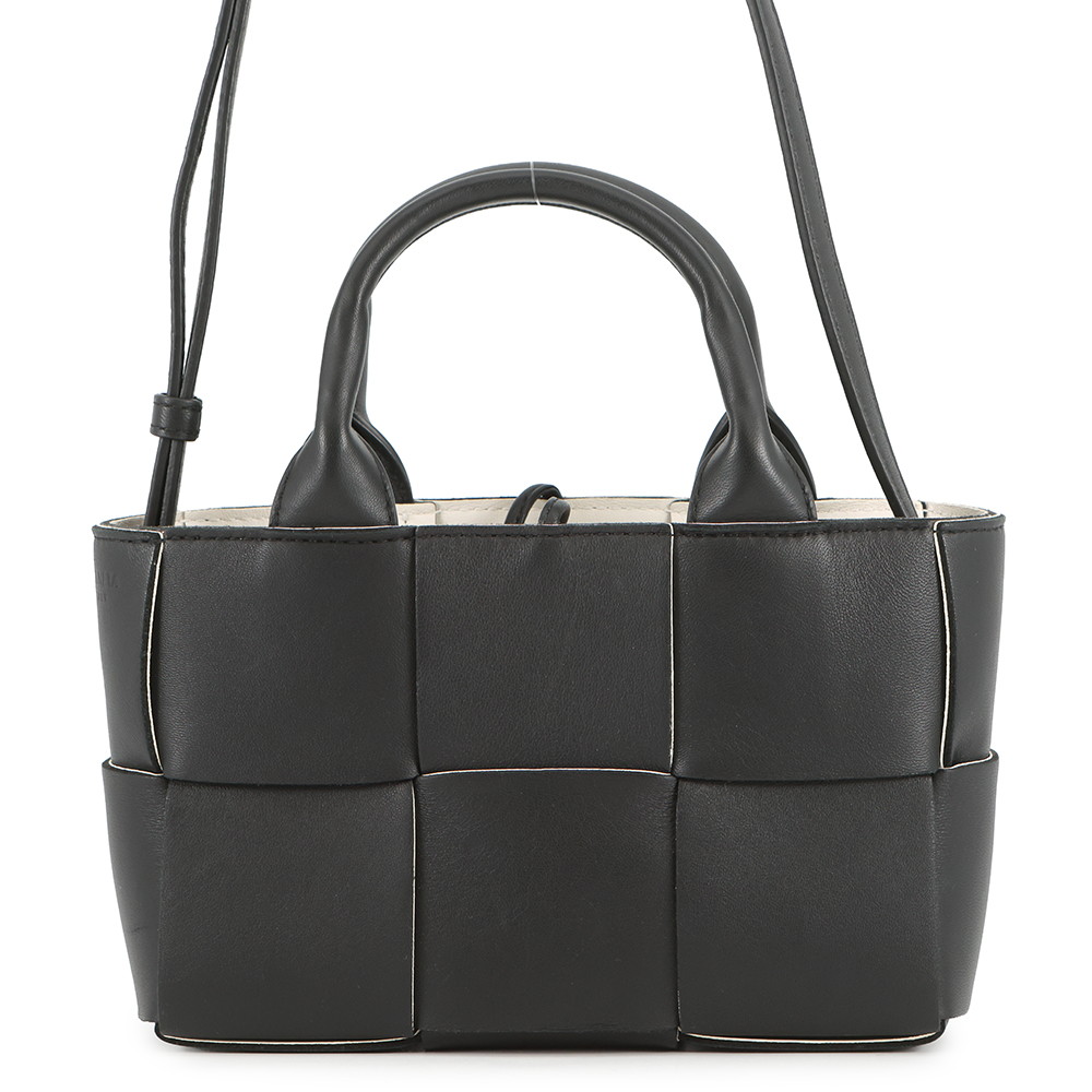 ボッテガヴェネタ ハンドバッグ マキシイントレチャート キャンディ アルコ レザー 729029 BOTTEGA VENETA 2way 黒 白 【安心保証】 【中古】 ボッテガヴェネタ バッグ レディース BOTTEGA VENETA BAG