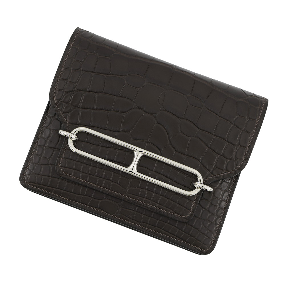 エルメス 財布 ロウリス ルリ スリム エベンヌ/シルバー金具 アリゲーターマット D刻印 財布 【安心保証】 【中古】 エルメス 財布 エルメス HERMES WALLET