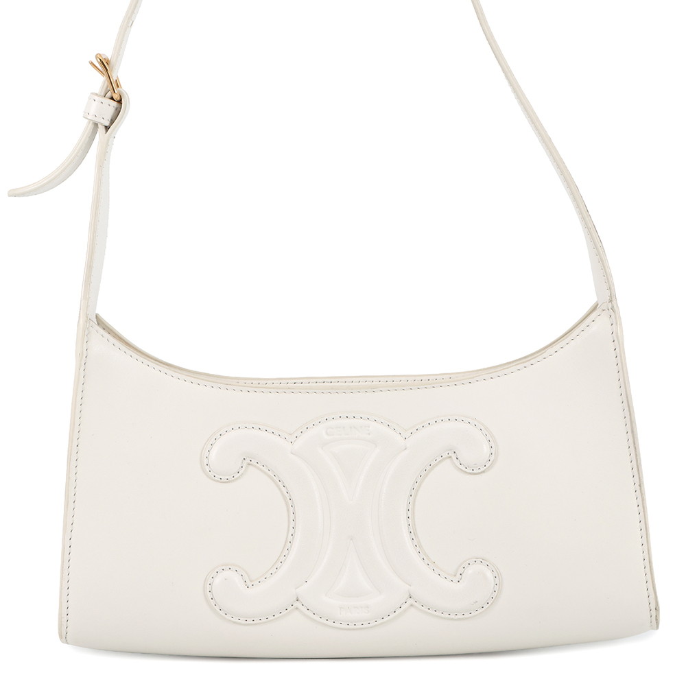 セリーヌ ショルダーバッグ キュイル トリオンフ レザー 198153 CELINE ワンショルダー 白 【安心保証】 【中古】 セリーヌ バッグ CELINE BAG