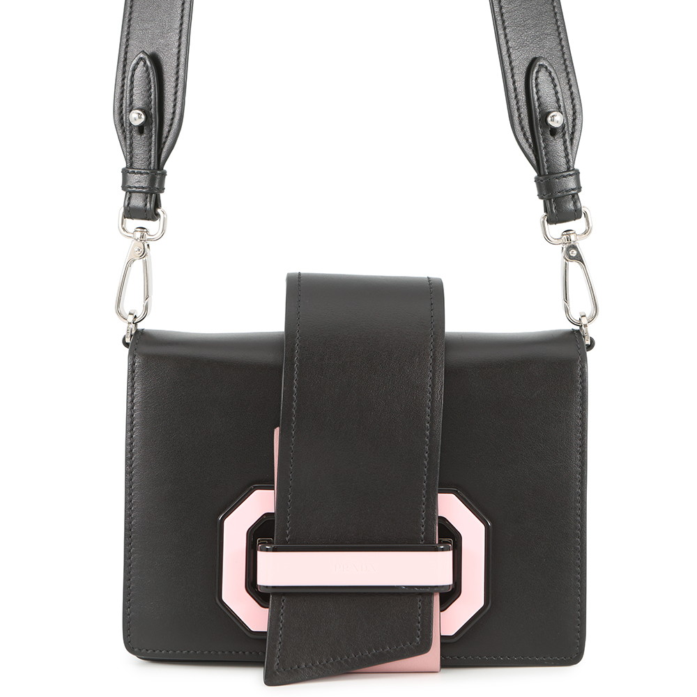 プラダ ショルダーバッグ シティ プレックス リボン レザー プラスチック 1BD067 PRADA 黒 【安心保証】 【中古】 プラダ バッグ PRADA BAG