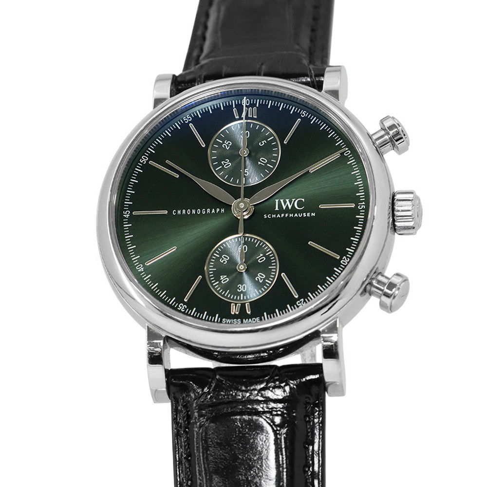 IWC ポートフィノ・クロノグラフ 39 IW391405 腕時計 グリーン文字盤 【安心保証】 【中古】 IWC ポートフィノ IWC 中古