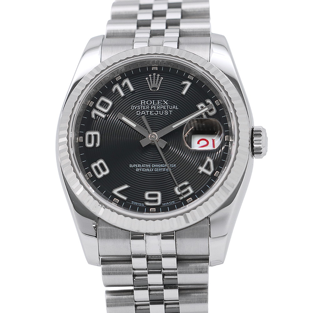 ロレックス デイトジャスト36 G番 SS/K18 116234 ROLEX 腕時計 ブラックコンセントリック文字盤 【安心保証】 【中古】 ロレックス デイトジャスト ROLEX ロレックス 中古