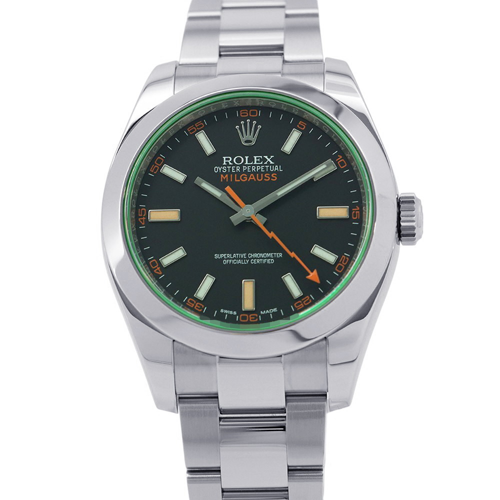 ロレックス ミルガウス グリーンガラス ランダムシリアル ルーレット 116400GV ROLEX 腕時計 黒文字盤 【安心保証】 【中古】 ロレックス ミルガウス ROLEX ロレックス 中古
