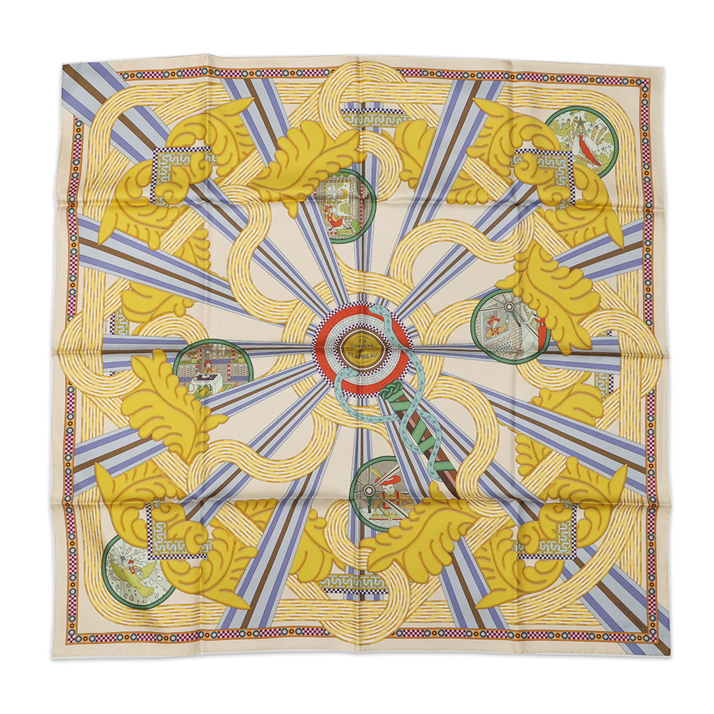 エルメス スカーフ カレ90 ダブルフェイス たいまつの光 A la Lumiere du Flambeau HERMES シルク 2024春夏 【中古】 エルメス スカーフ エルメス カレ HERMES SCARF