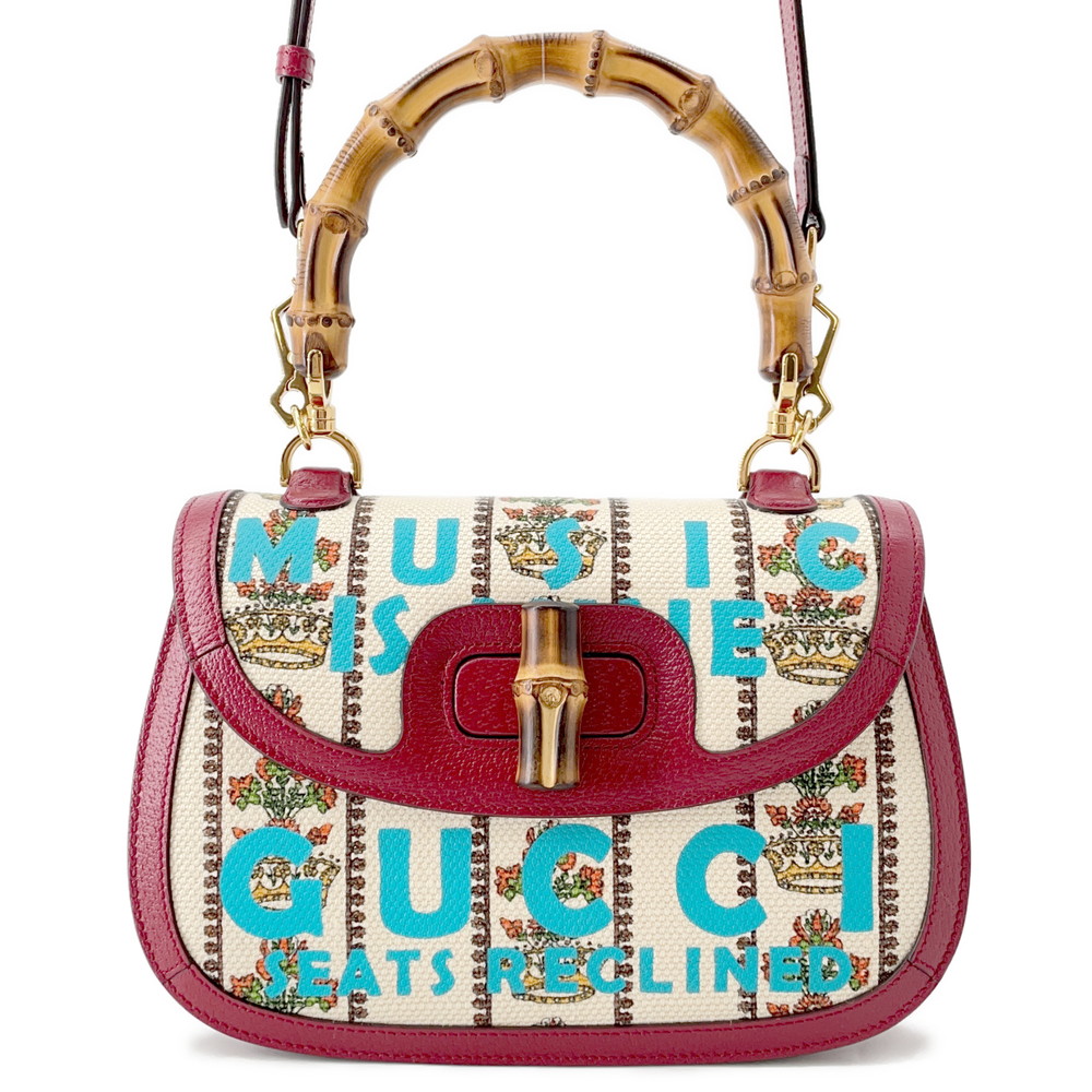 グッチ ハンドバッグ バンブー MUSIC IS MINE ミディアム レザー/キャンバス 679632 GUCCI 2way 【安心保証】 【中古】 グッチ バッグ GUCCI BAG