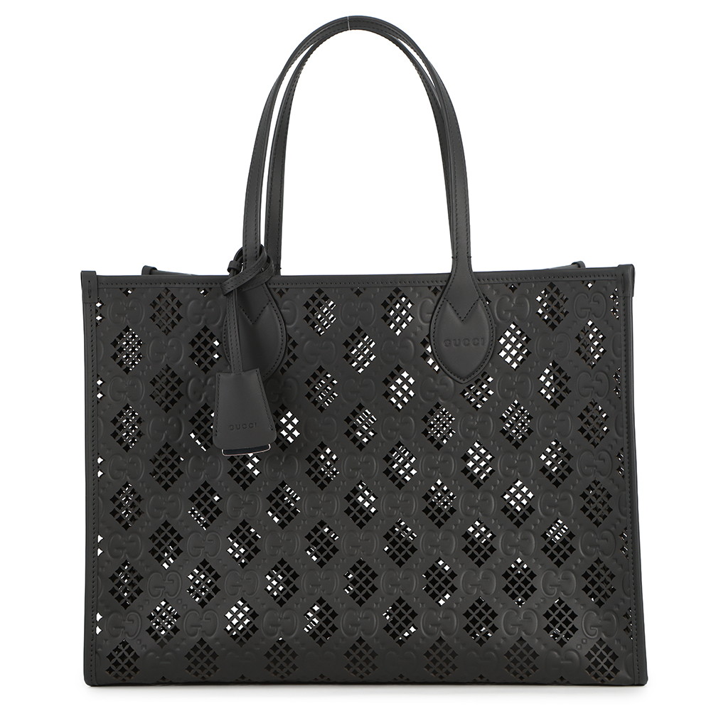 グッチ トートバッグ カットアウトモチーフ ミディアム GG レザー 772229 GUCCI ポーチ付き 黒 【安心保証】 【中古】 グッチ バッグ レディース GUCCI BAG