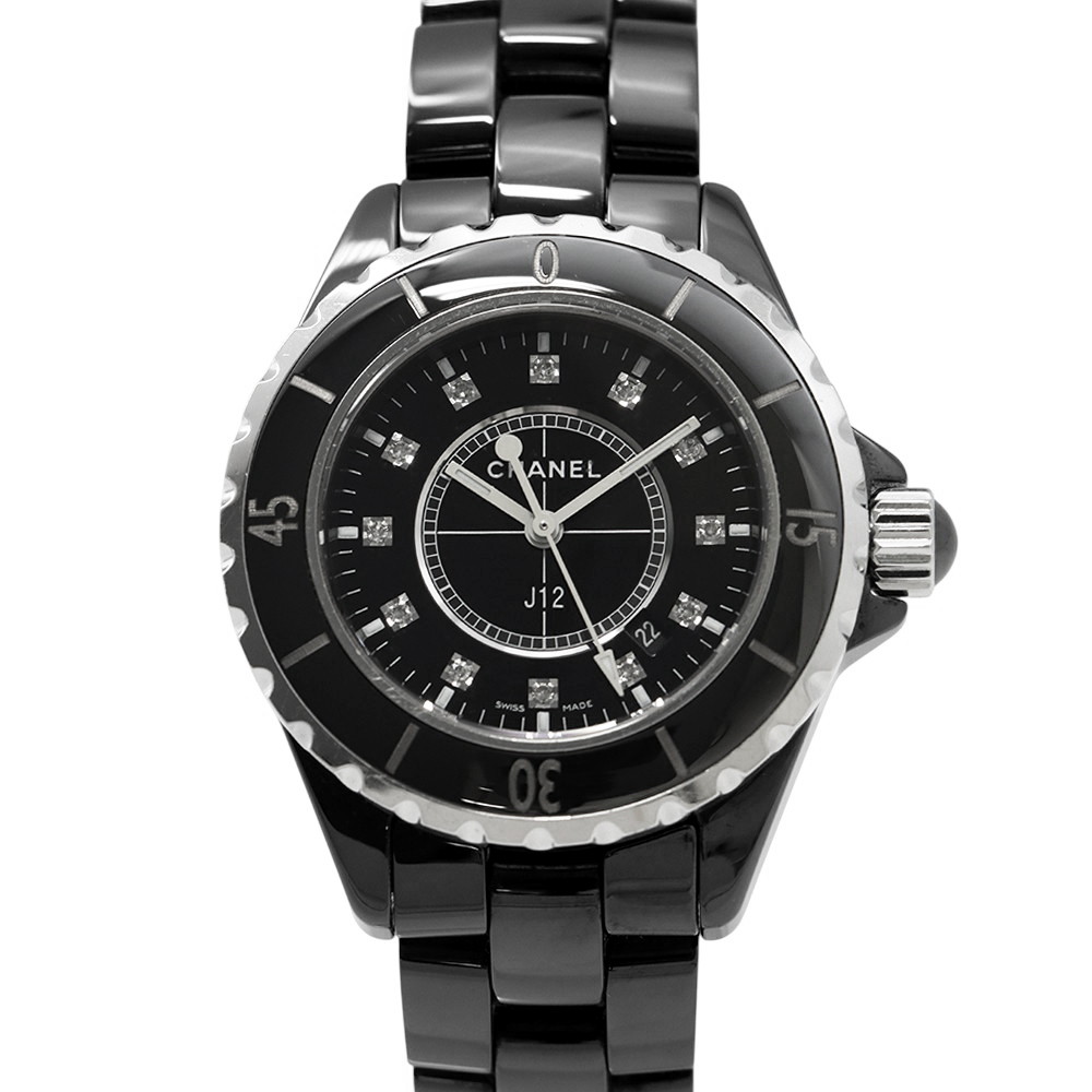 シャネル J12 12PD ダイヤモンド H1625 CHANEL 腕時計 ウォッチ 黒文字盤 レディース 【安心保証】 【中古】 シャネル J12 CHANEL シャネル 中古