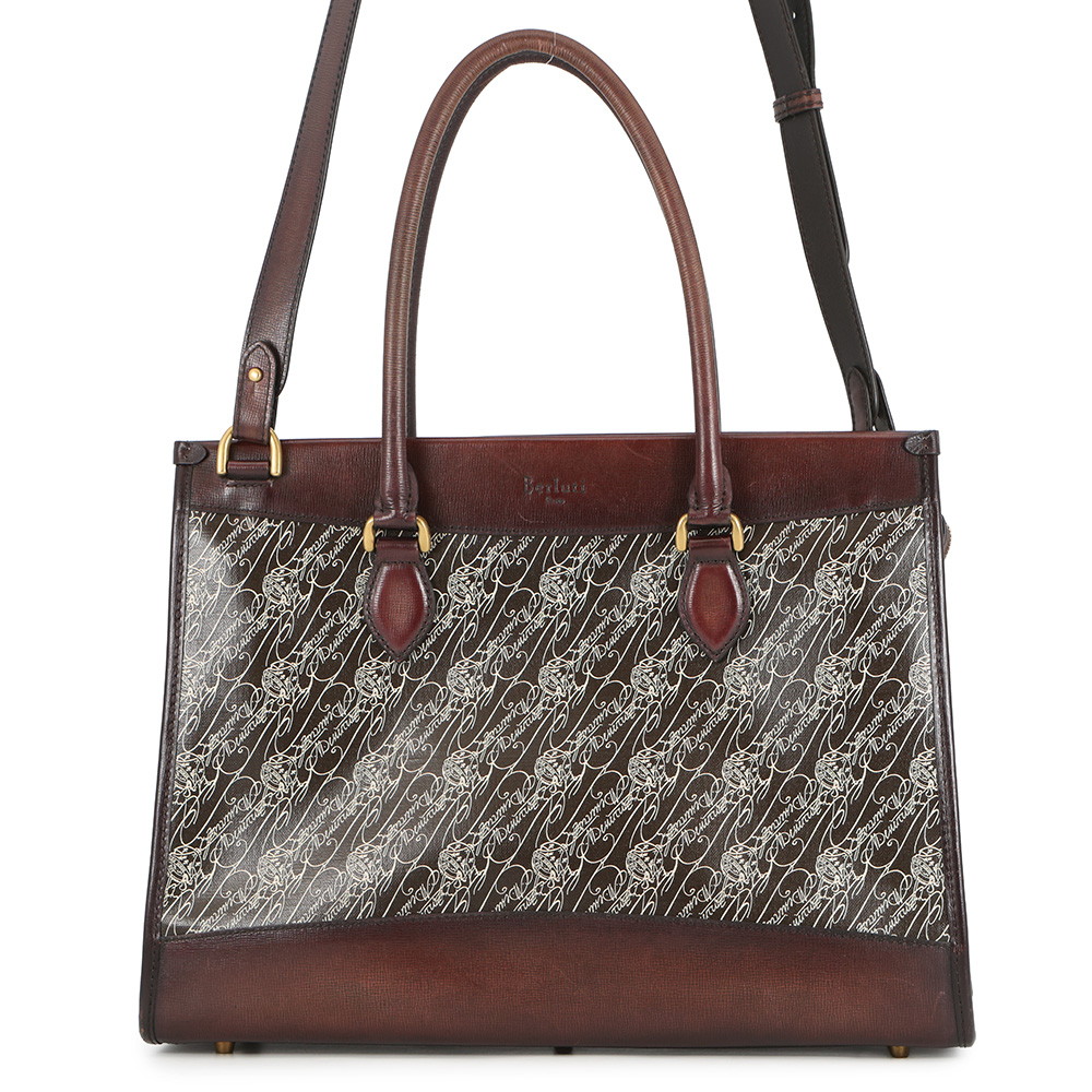 ベルルッティ トートバッグ カバ トワル マルブフ キャンバス レザー CABAS-T19 Berluti 2way 【安心保証】 【中古】 ベルルッティ バッグ メンズ Berluti BAG