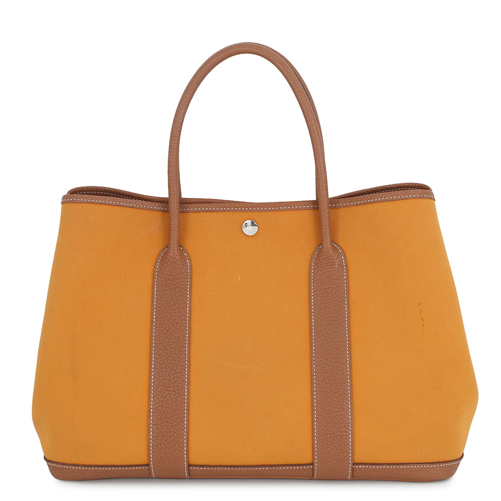 エルメス トートバッグ ガーデンパーティPM サフラン/ゴールド/シルバー金具 トワルオフィシエ/ネゴンダ C刻印 【安心保証】 【中古】 エルメス ガーデンパーティ エルメス バッグ エルメス レディース HERMES BAG