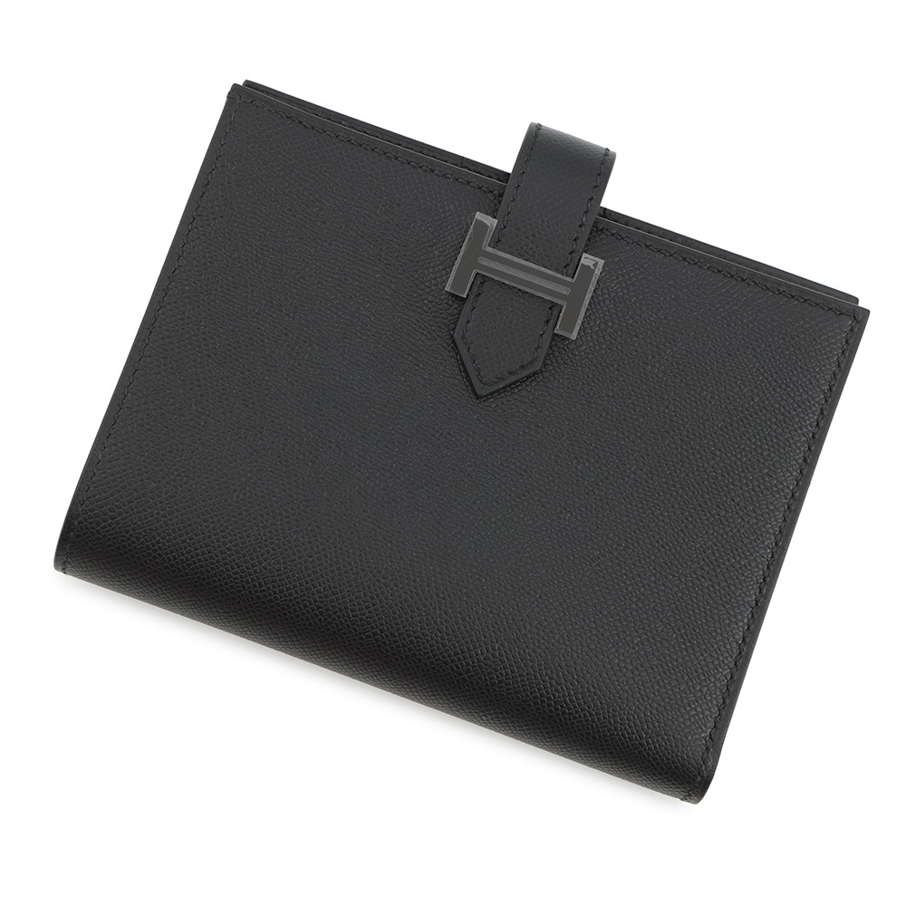 エルメス 二つ折り財布 ベアンコンパクト ブラック/ブラック金具 ヴォーマダム W刻印 黒 エルメス 財布 HERMES WALLET