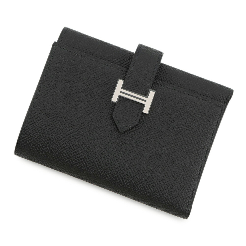 エルメス 三つ折り財布 ベアンコンビネ ブラック/シルバー金具 エプソン K刻印 HERMES 財布 黒  エルメス 財布 HERMES WALLET バッグ・小物・ブランド雑貨-レディース財布
