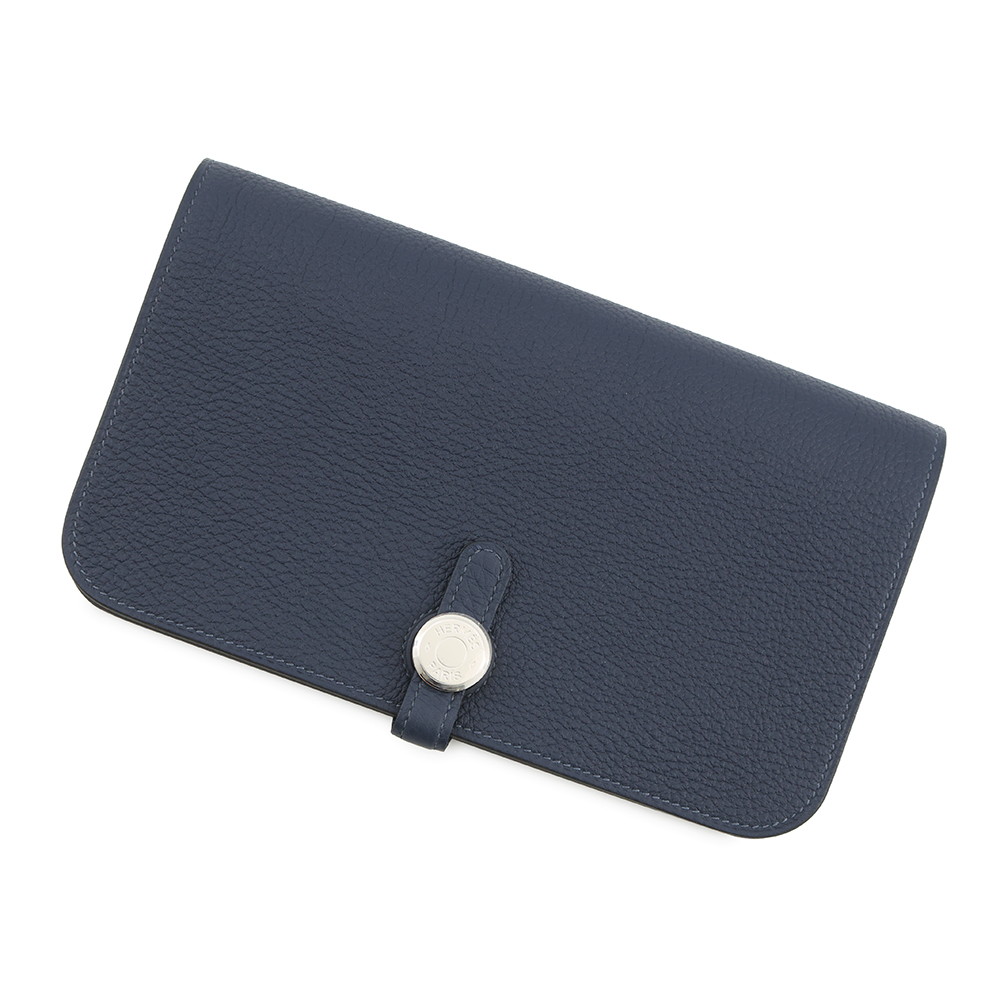 エルメス 長がま口 ドゴンGM ブルーネイビー/しろがね色金具 トゴ K目じるし HERMES がま口 【中古】 エルメス がま口 エルメス HERMES WALLET バッグ・小物・ブランド雑貨-レディース財布-財布・ケース