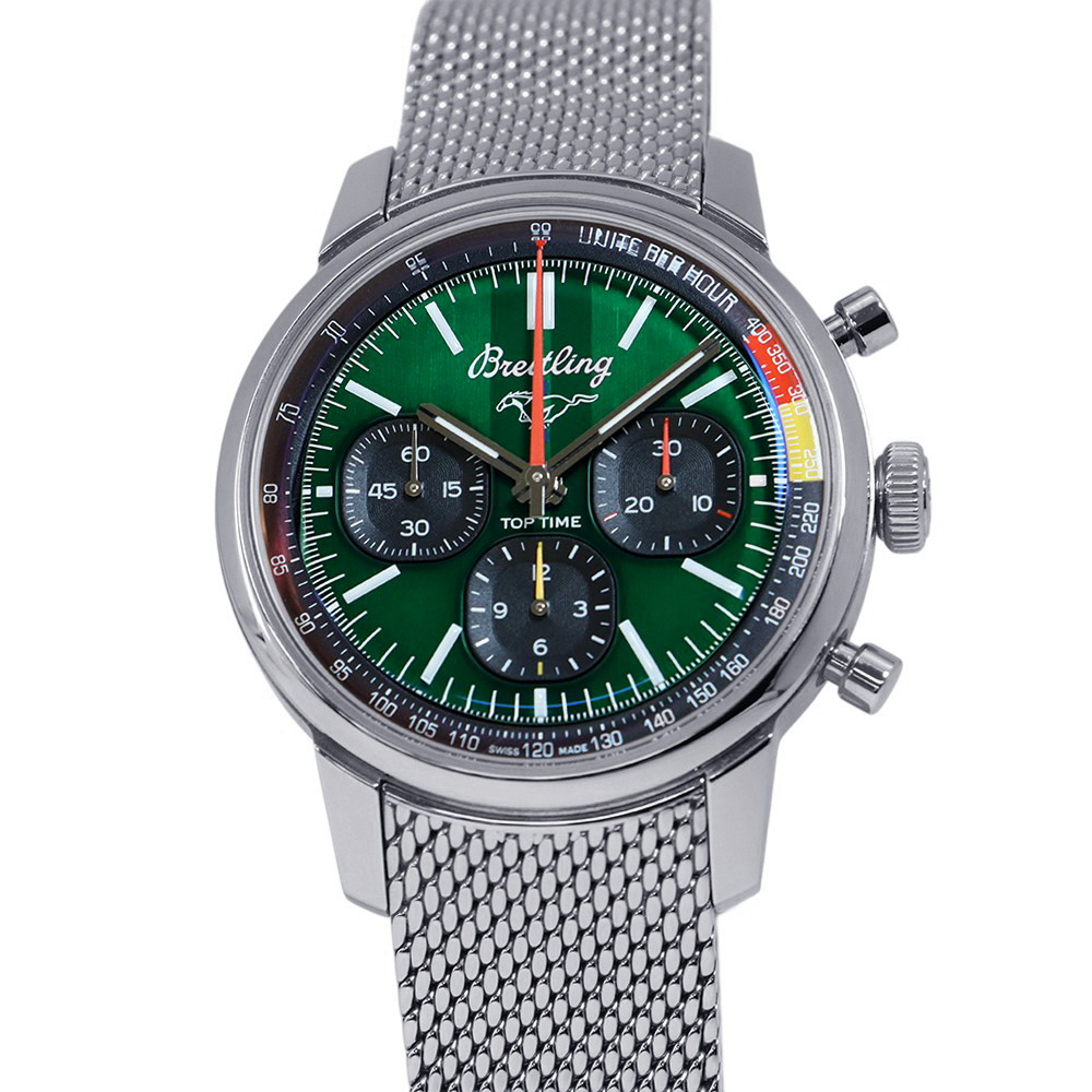 ブライトリング トップタイム B01 フォード マスタング AB01762A1L1X1 BREITLING 腕時計 グリーン文字盤 【安心保証】 【中古】 ブライトリング トップタイム BREITLING ブライトリング 中古