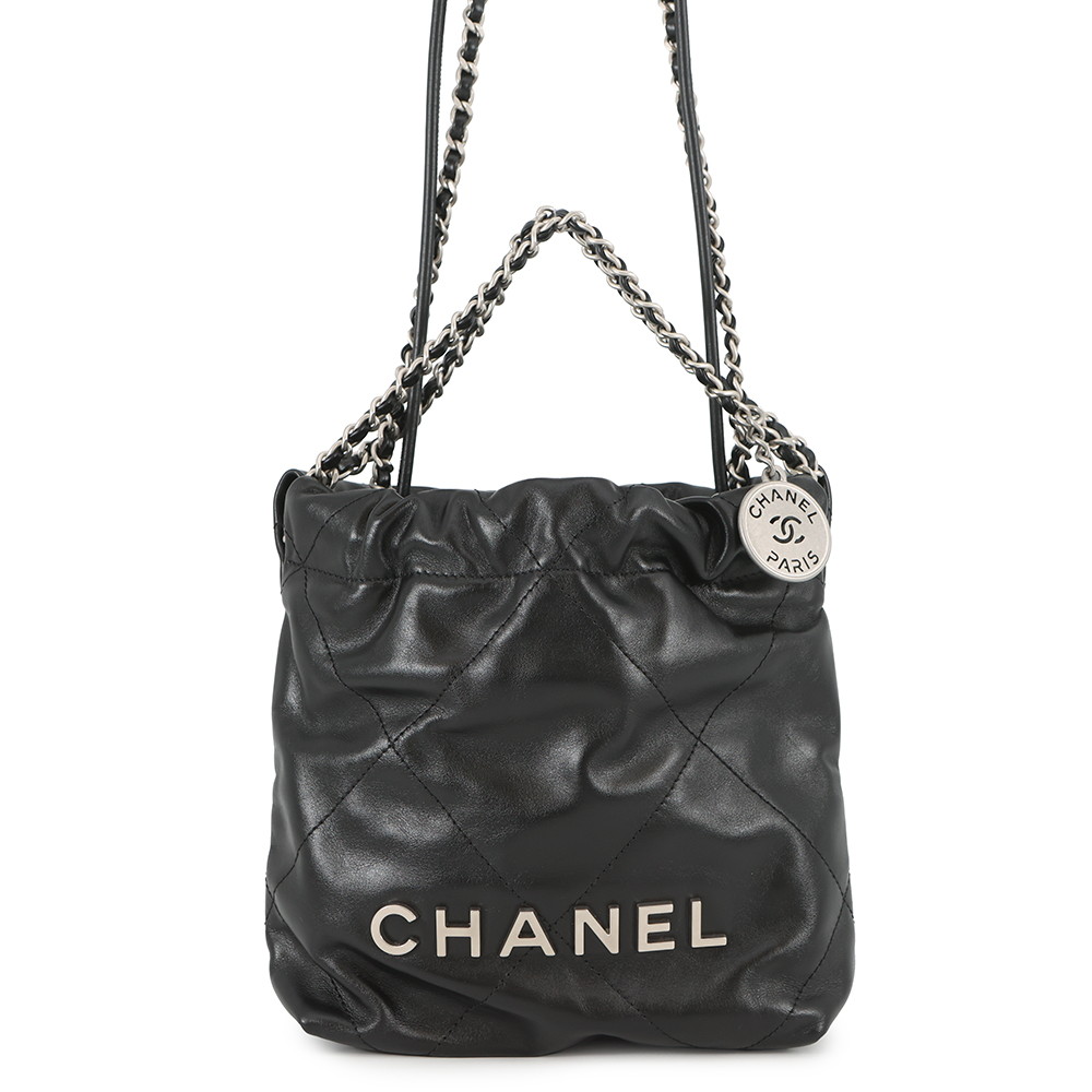 シャネル ハンドバッグ CHANEL 22 ミニ ココマーク シャイニーカーフレザー AS3980 CHANEL 2wayショルダーバッグ 黒 【中古】 シャネル バッグ レディース CHANEL BAG