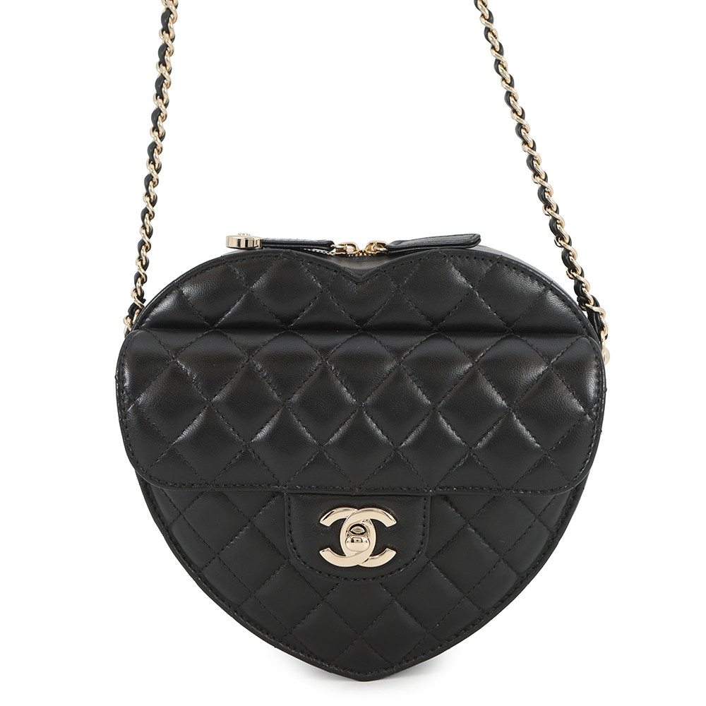 シャネル チェーンショルダーバッグ マトラッセ ハートシェイプ ラムスキン AS3191 CHANEL バッグ 黒 【中古】 シャネル バッグ レディース CHANEL BAG