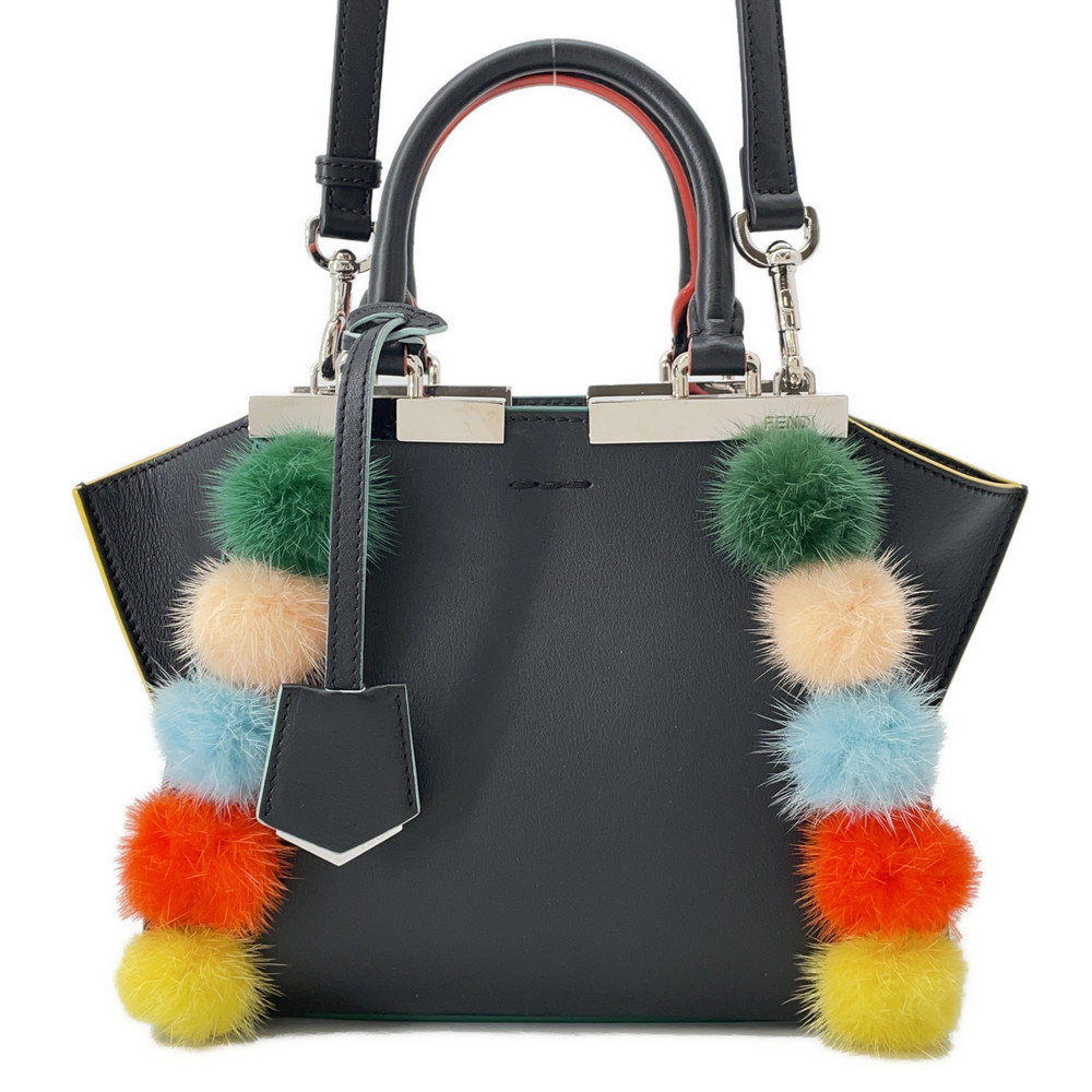 フェンディ ハンドバッグ プチ トロワジュール レザー 8BH333 FENDI 2wayショルダーバッグ 黒 【安心保証】 【中古】 フェンディ バッグ レディース FENDI BAG