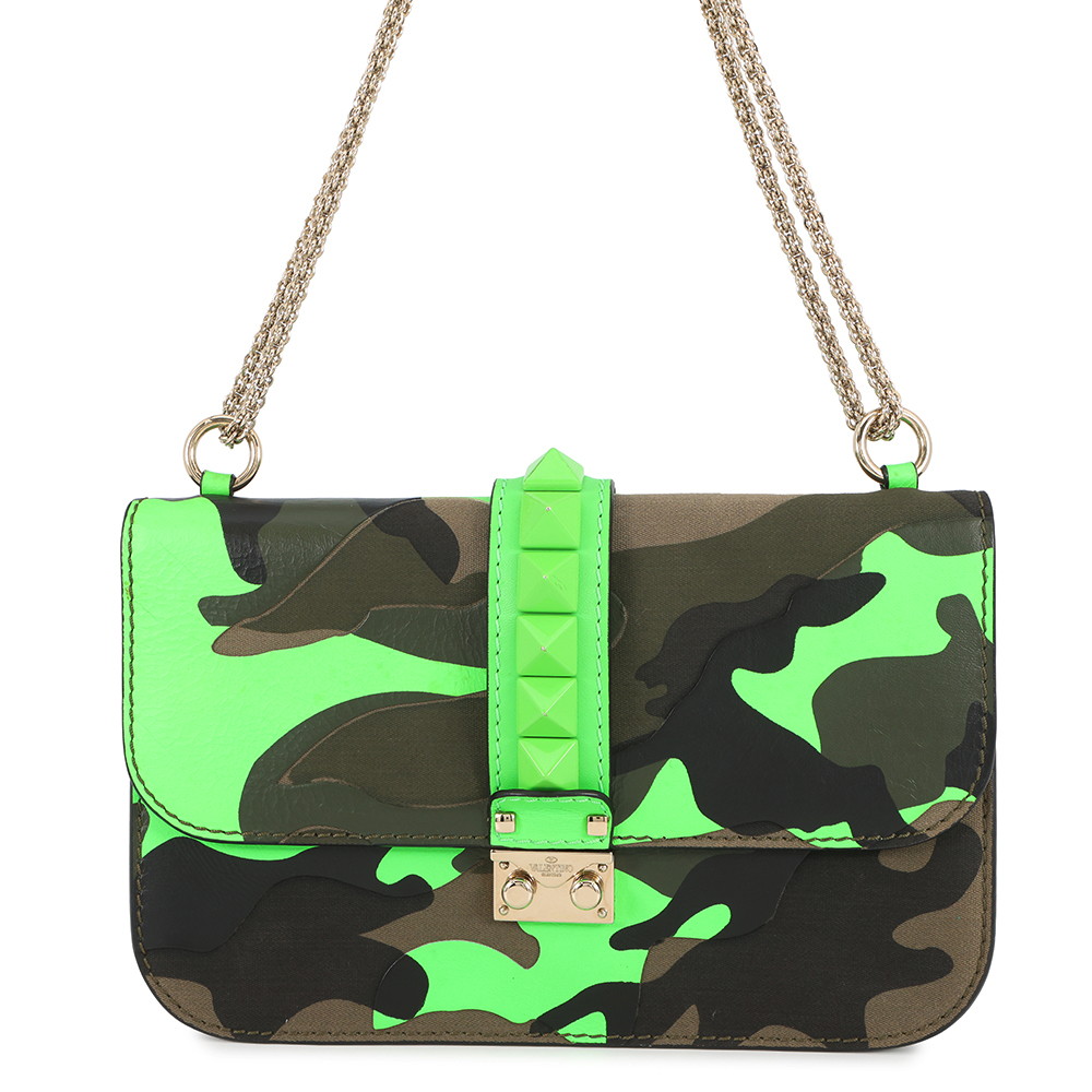 ヴァレンティノ・ガラヴァーニ チェーンショルダーバッグ グラムロック カモフラージュ キャンバス レザー VALENTINO 【安心保証】 【中古】 ヴァレンティノ・ガラヴァーニ バッグ VALENTINO BAG｜ブランド腕時計専門店タイムゾーン