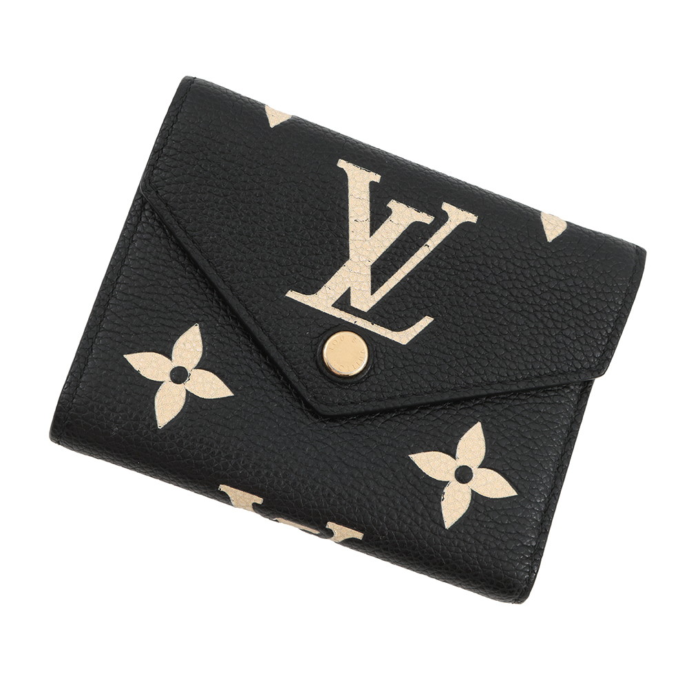 ルイヴィトン 財布 バイカラーモノグラム・アンプラント ポルトフォイユ・ヴィクトリーヌ M80968 LOUIS VUITTON 黒 ベージュ 【安心保証】 【中古】 ルイ・ヴィトン モノグラム 財布 レディース LOUIS VUITTON WALLET