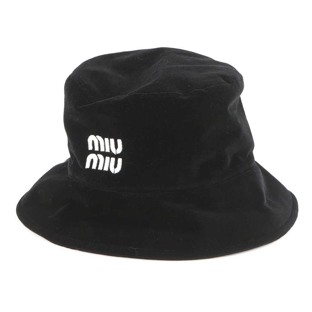 ミュウミュウ ハット ベルベット バケットハット サイズM 5HC196 MIUMIU 帽子 黒 【安心保証】 【中古】 ミュウミュウ 帽子 ミュウミュウ MIUMIU HAT|ブランド腕時計専門店タイムゾーン
