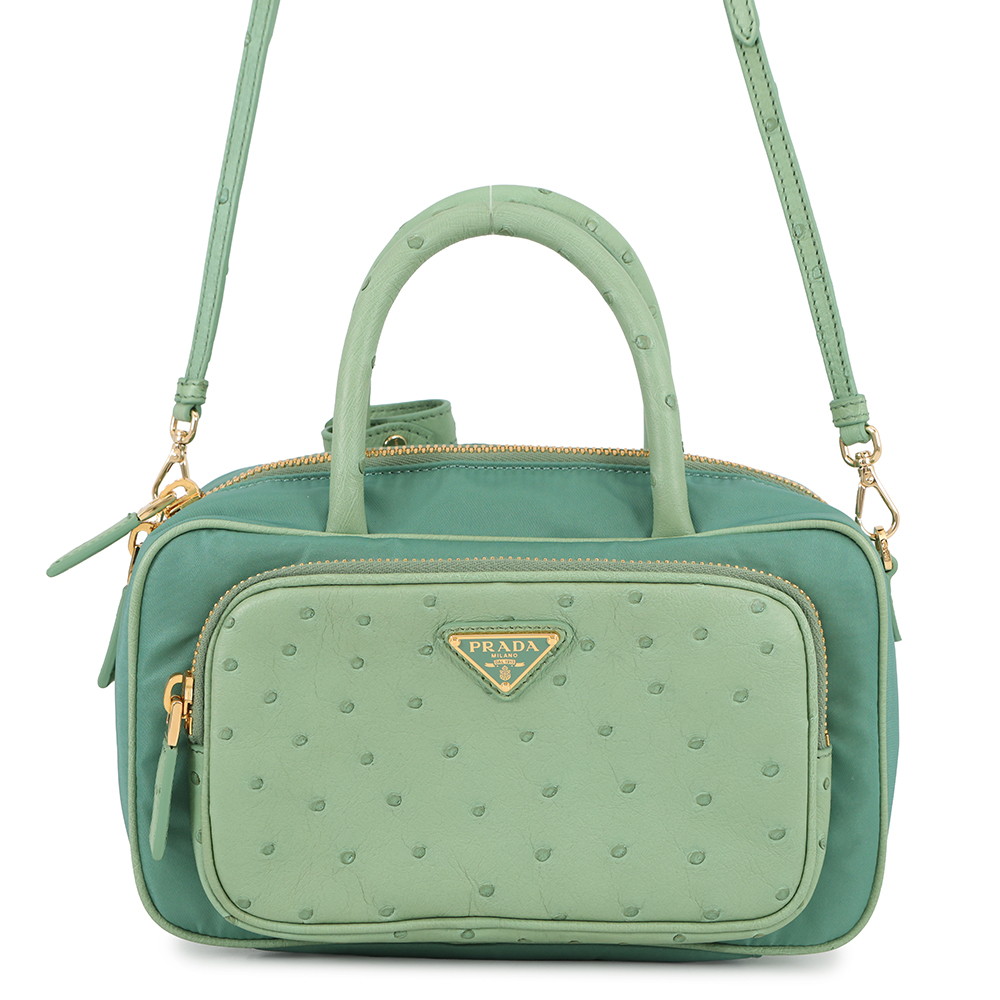 プラダ ハンドバッグ Re-Nylon トップハンドルバッグ オーストリッチ ナイロン 1BB106 PRADA 2way 【安心保証】 【中古】 プラダ バッグ レディース PRADA BAG