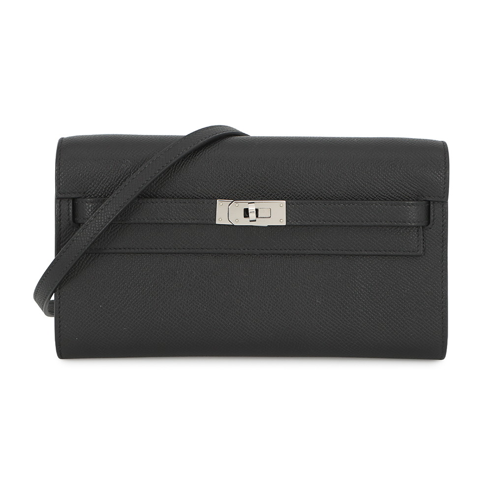 エルメス ケリーウォレット ロング トゥーゴー ブラック/シルバー金具 エプソン K刻印 HERMES 黒 【安心保証】 【中古】 エルメス 財布 エルメス ショルダーウォレット HERMES WALLET