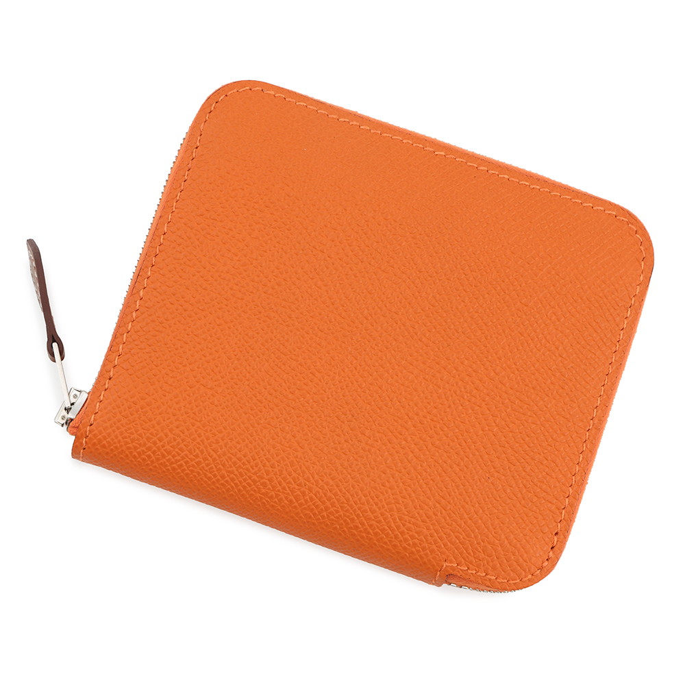エルメス コインケース アザップコンパクト シルクイン オレンジ/シルバー金具 エプソン B刻印 財布 【中古】 エルメス 財布 エルメス 小銭入れ カードケース HERMES WALLET
