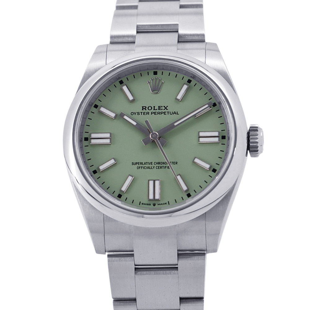 ロレックス オイスターパーペチュアル 41 ランダムシリアル ルーレット 134300 ROLEX 腕時計 ピスタチオ文字盤 【安心保証】 【中古】 ロレックス オイスターパーペチュアル ROLEX 中古