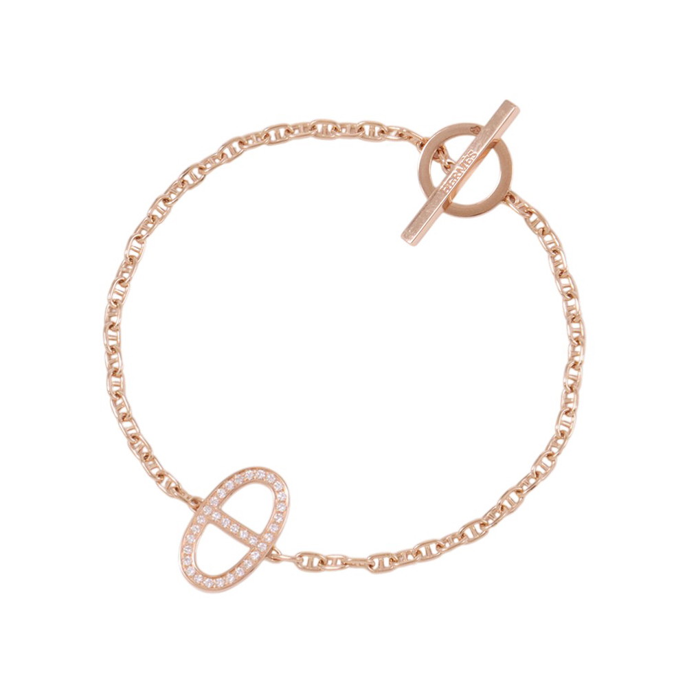 エルメス ブレスレット シェーヌダンクル コントゥール ダイヤモンド 33P 計0.16ct K18PGピンクゴールド サイズST HERMES 【安心保証】 【中古】 エルメス ファランドール HERMES 中古