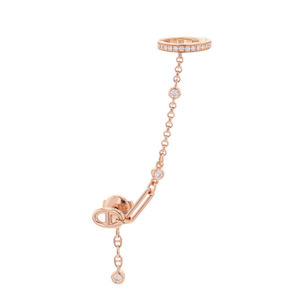 エルメス イヤーカフ シングル 左耳用 シェーヌダンクル カオス ダイヤモンド 0.1ct K18PG HERMES ピアス 【安心保証】 【中古】 エルメス ピアス HERMES 中古