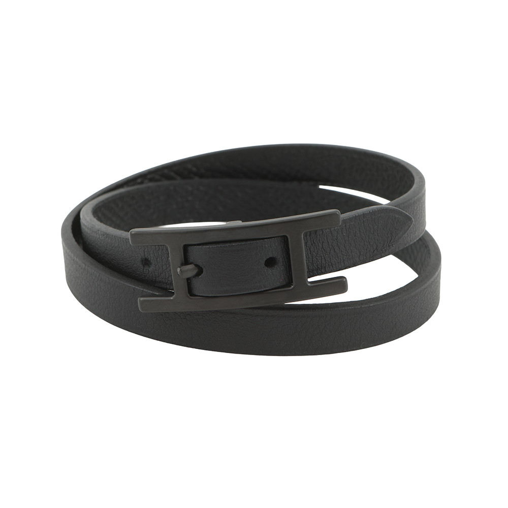 エルメス ブレスレット ビーアピ ドゥブルトゥール ブラック/ブラック金具 スイフト/エプソン サイズT4 黒 【中古】 エルメス アクセサリーエルメス HERMES BRACELET