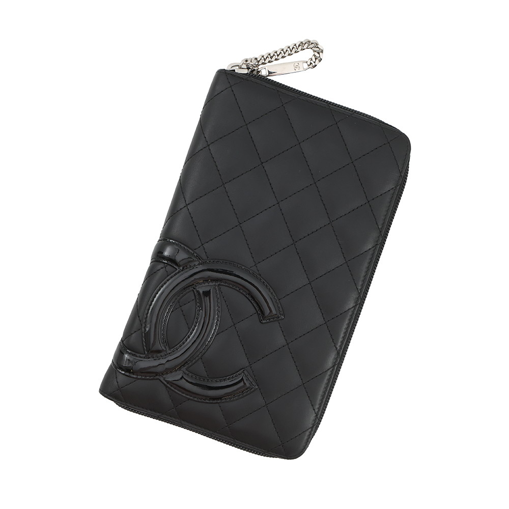 シャネル 長財布 マトラッセ ココマーク カンボンライン ラウンドファスナー ラムスキン A26710 CHANEL 黒 【安心保証】 【中古】 シャネル 財布 CHANEL WALLET