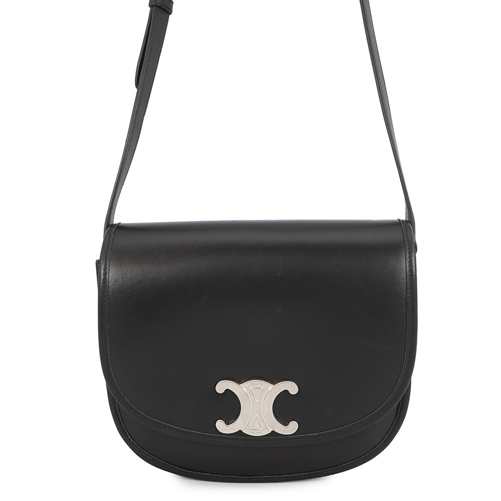 セリーヌ ショルダーバッグ トリオンフ ブザス ミディアム 114453 CELINE 黒 【安心保証】 【中古】  セリーヌ バッグ CELINE BAG
