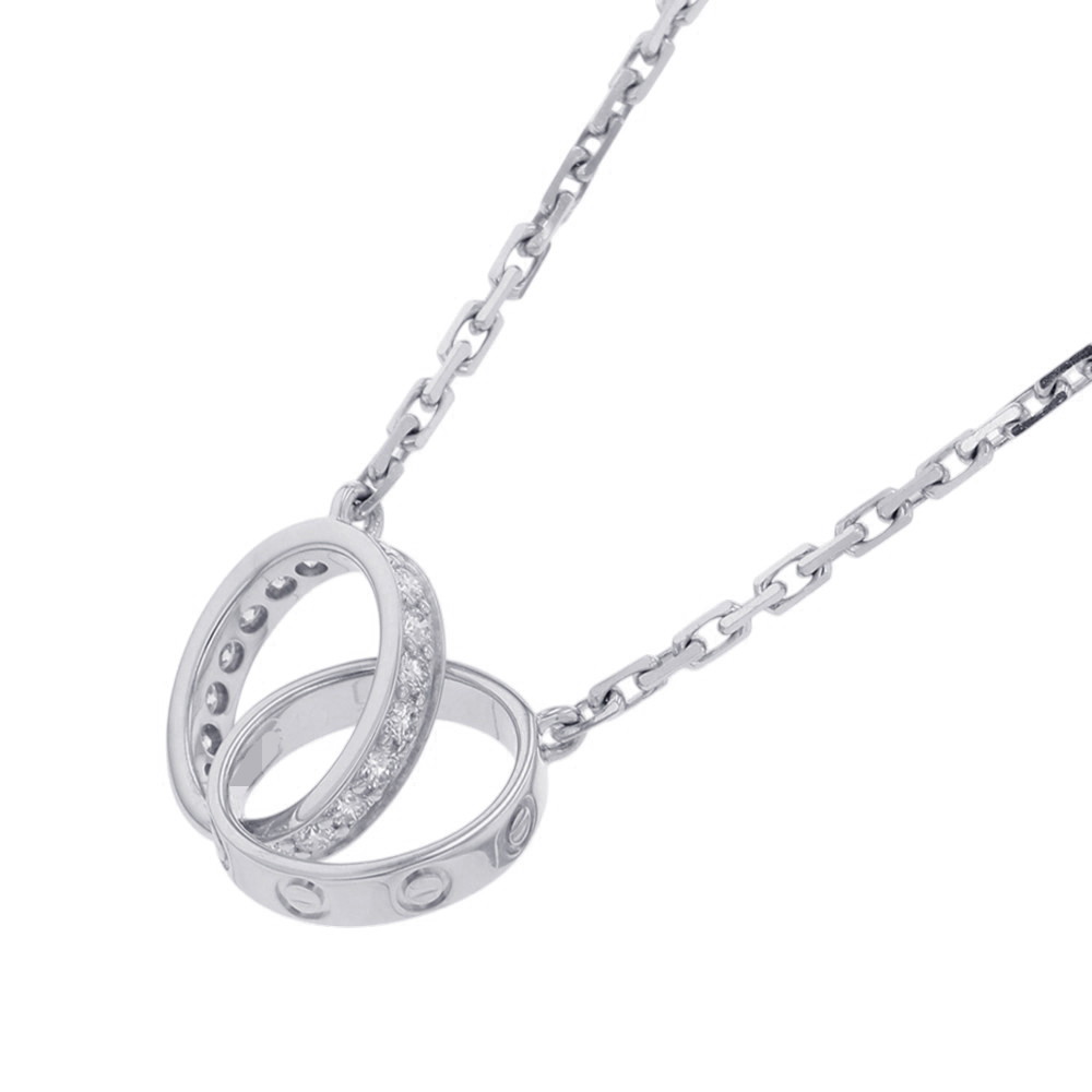 カルティエ ネックレス LOVE セミパヴェ ダイヤモンド 18P 計0.22ct K18WGホワイトゴールド B7013700 ベビーラブ ペンダント 【安心保証】 【中古】 カルティエ ラブ LOVE ダイヤモンド セミパヴェ Cartier 中古