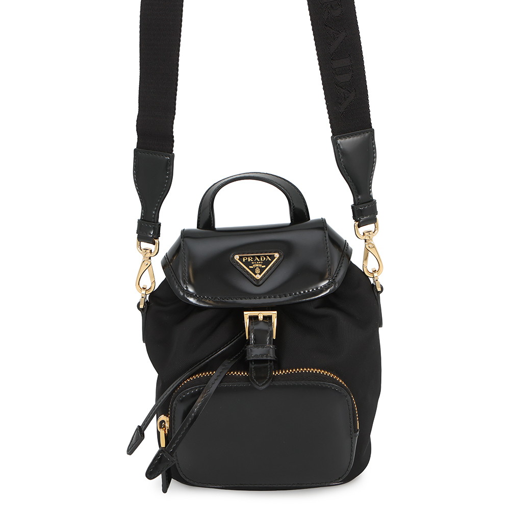 プラダ ショルダーバッグ Re-Nylon バックパック ナイロン レザー 1BZ075 PRADA 黒 ボディバッグ 【安心保証】 【中古】 プラダ バッグ PRADA BAG