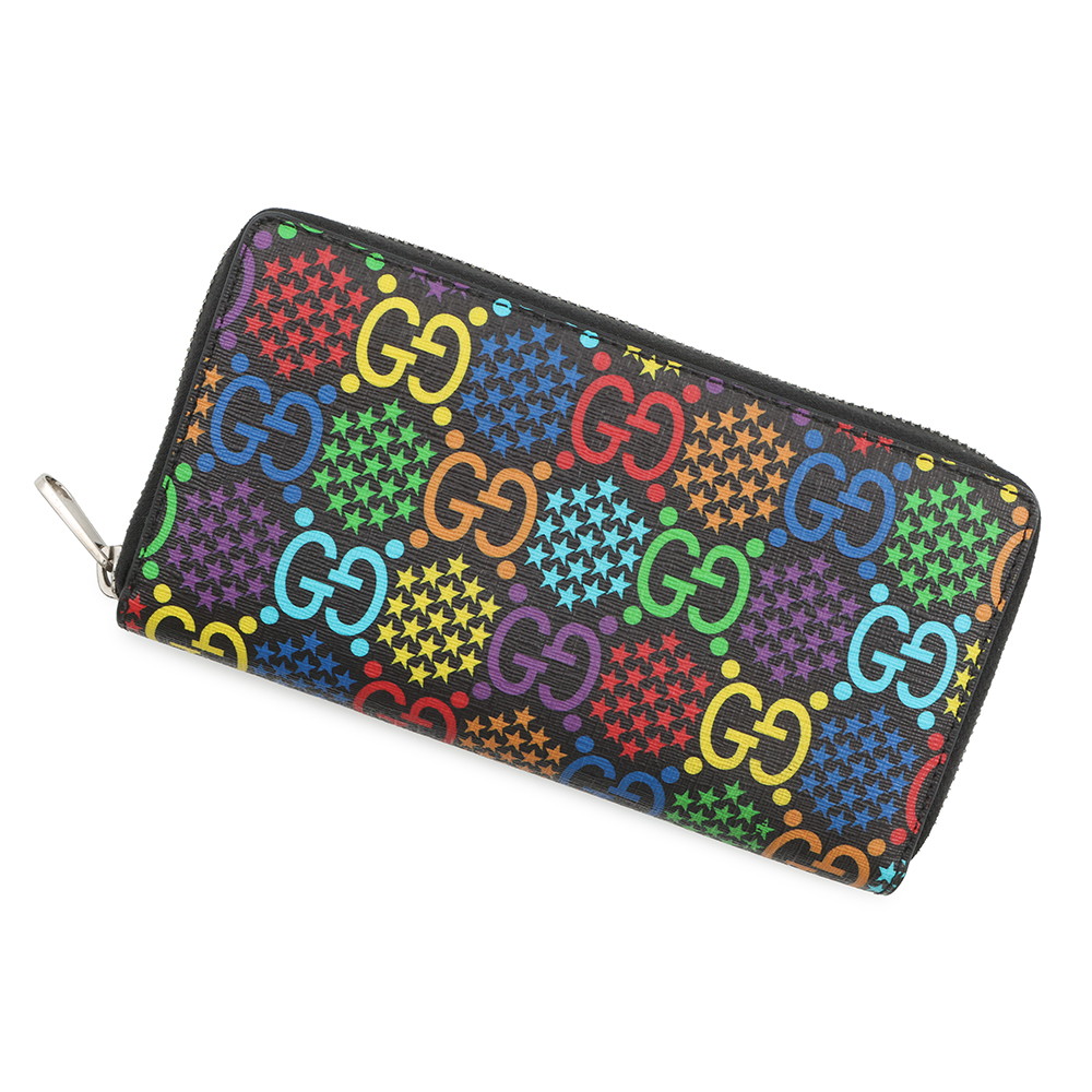 グッチ 長財布 GGサイケデリック ジップアラウンドウォレット 601079 GUCCI 財布 ラウンドファスナー 黒 【安心保証】 【中古】 グッチ 財布 GUCCI WALLET｜ブランド腕時計専門店タイムゾーン
