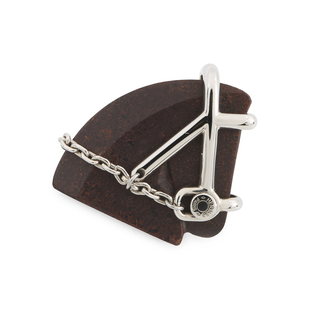 エルメス ブローチ シュヴァル ブラウン/シルバー金具 メタル/ヴュルカニウム HERMES 【安心保証】 【中古】 エルメス ブローチ HERMES｜ブランド腕時計専門店タイムゾーン