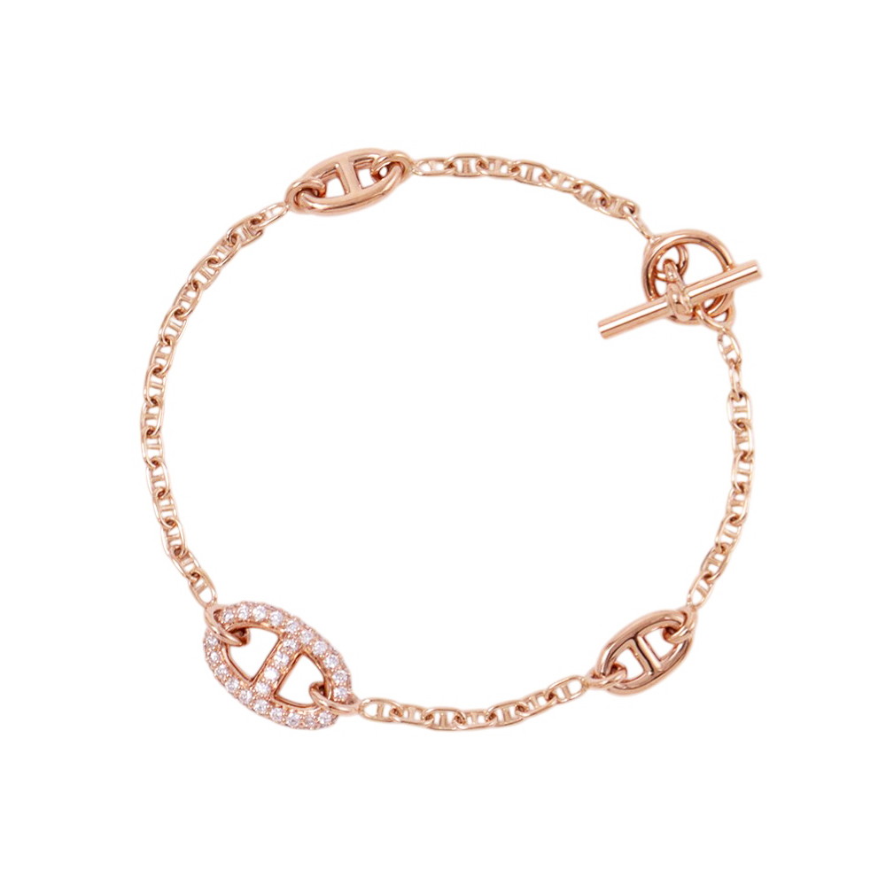エルメス ブレスレット シェーヌダンクル ファランドール ダイヤモンド 74P 計0.66ct K18PGピンクゴールド サイズSH HERMES 【中古】 エルメス ファランドール HERMES 中古