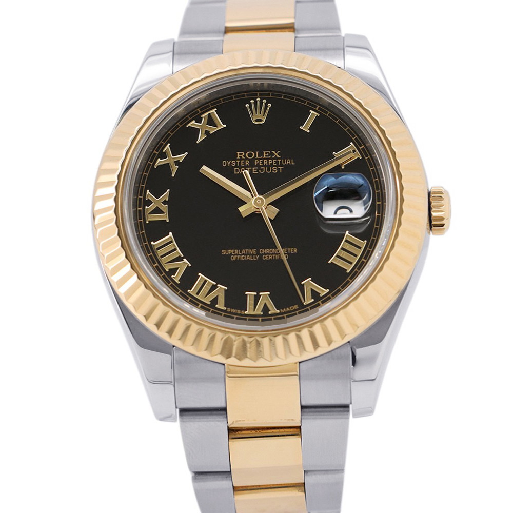 ロレックス デイトジャスト II ランダムシリアル ルーレット SS/K18YG 116333 ROLEX 腕時計 黒文字盤 【安心保証】 【中古】 ロレックス デイトジャスト ROLEX ロレックス 中古