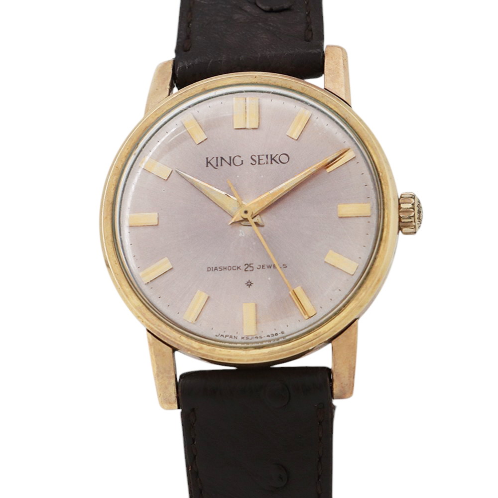 セイコー キングセイコー ファーストモデル 盾メダリオン KSJ145-438 SEIKO 腕時計 シルバー文字盤 【安心保証】 【中古】 セイコー キングセイコー SEIKO セイコー 中古｜ブランド腕時計専門店タイムゾーン