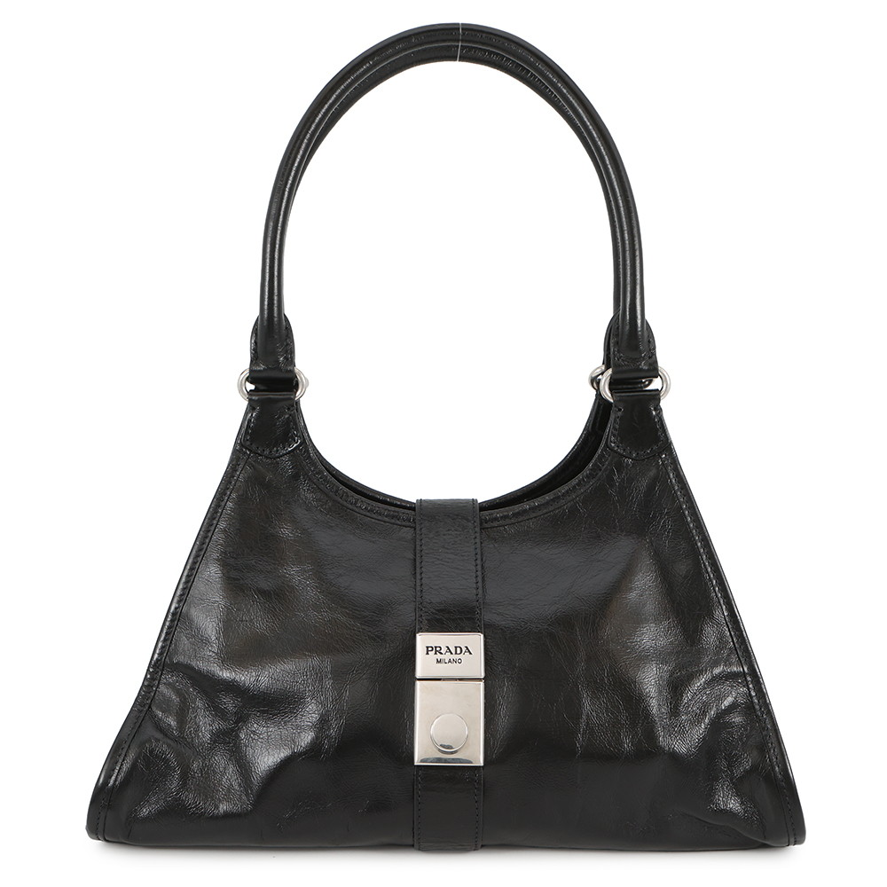 プラダ トートバッグ ミディアム ホーボーバッグ レザー 1BG563 PRADA 黒 【中古】 プラダ バッグ PRADA BAG
