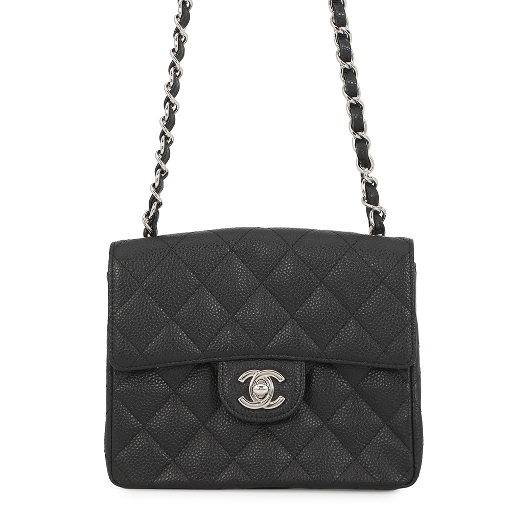 シャネル チェーンショルダーバッグ ミニ マトラッセ ココマーク シングルチェーン キャビアスキン A01115 CHANEL 黒 【安心保証】 【中古】 シャネル マトラッセ バッグ シャネル レディース CHANEL