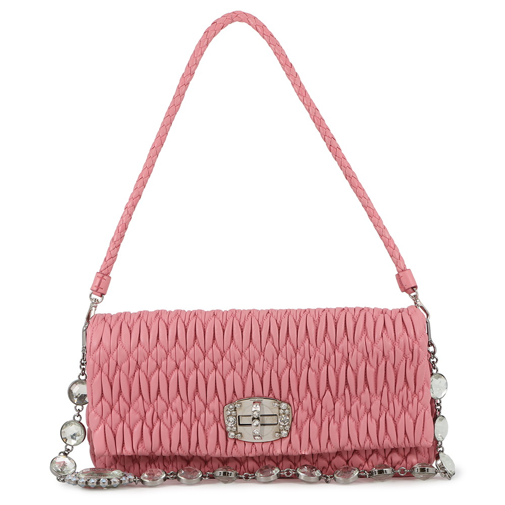 ミュウミュウ ショルダーバッグ ナッパクリスタル マテラッセ ビジュー RP0233 Miu Miu 2wayクラッチ 【安心保証】 【中古】 ミュウミュウ バッグ Miu Miu BAG
