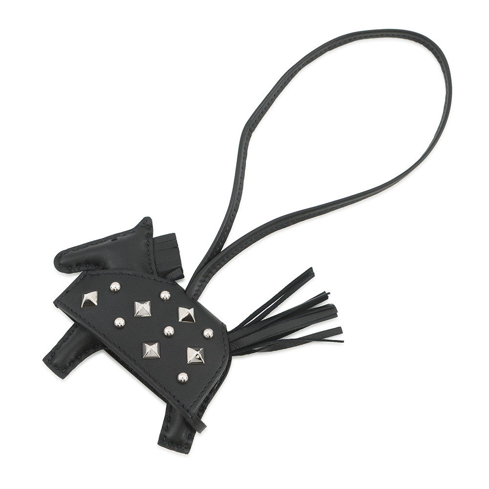 エルメス バッグチャーム ロデオPM ロベオ ロック ブラック/シルバー金具 ラムスキン/スイフト K刻印 HERMES 黒 【中古】 エルメス チャーム レディース HERMES