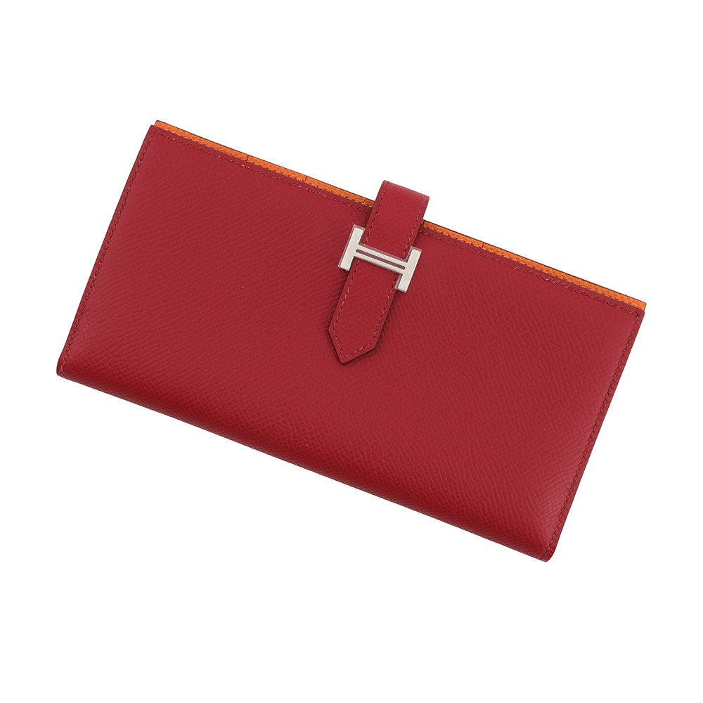 エルメス 長財布 ベアンスフレ ヴェルソ ルビー/オレンジ/シルバー金具 エプソン B刻印 財布 【中古】 エルメス 財布 エルメス 長財布 HERMES WALLET