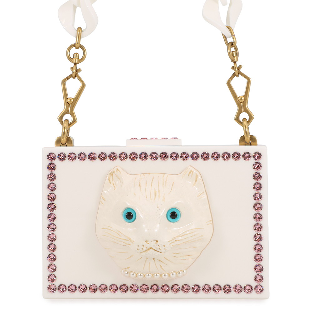 グッチ ショルダーバッグ キャット プラスチック ラインストーン フェイクパール 500259 GUCCI バッグ 白 【安心保証】 【中古】 グッチ バッグ GUCCI BAG
