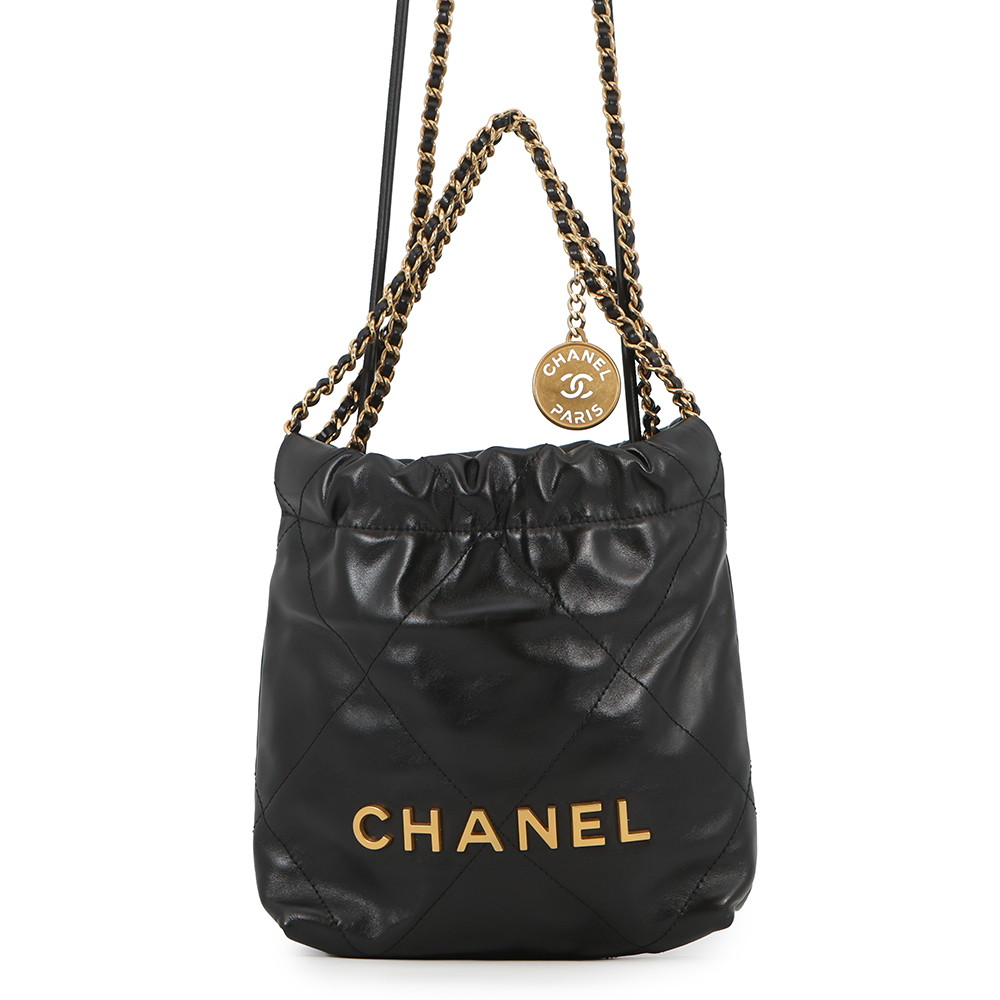 シャネル ハンドバッグ CHANEL 22 ミニ ココマーク シャイニーカーフレザー AS3980 CHANEL 2way 黒 【安心保証】 【中古】 シャネル バッグ シャネル CHANEL BAG
