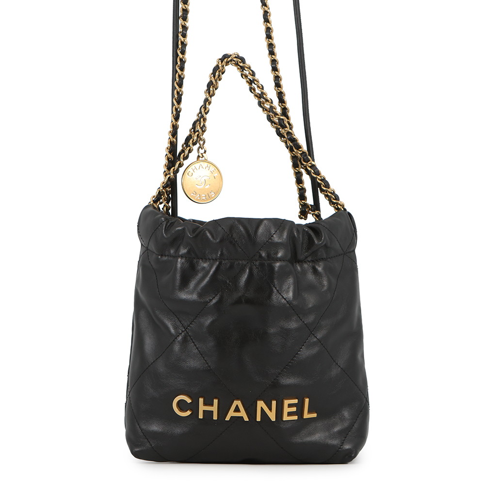 シャネル ハンドバッグ CHANEL 22 ミニ ココマーク シャイニーカーフレザー AS3980 CHANEL 2way 黒 【安心保証】 【中古】 シャネル バッグ レディース CHANEL BAG